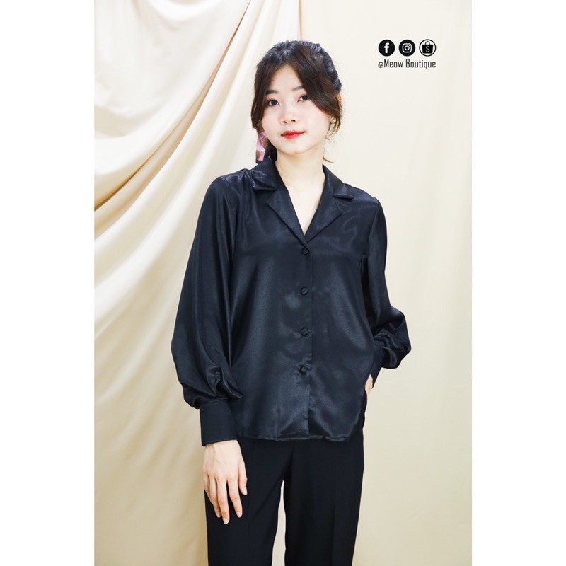 [Hình thật tự chụp] Sơ mi Danton tay dài chất Lụa cao cấp Meow Boutique