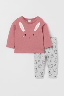 ⚡HM authentic⚡Set nỉ thỏ hồng bé gái HM săn sale Us