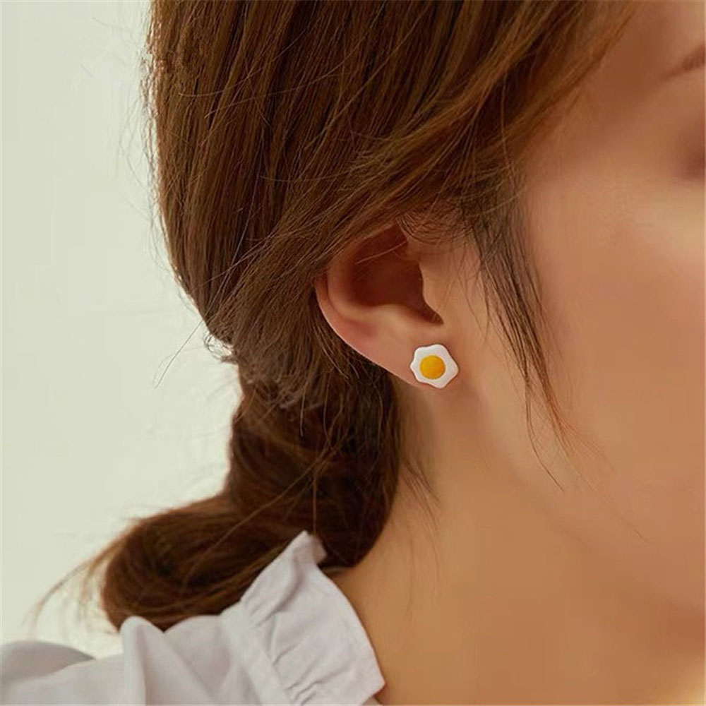 Bông Tai Bạc 925 Hình Trứng Ốp La Đáng Yêu Xinh Xắn Cho Nữ