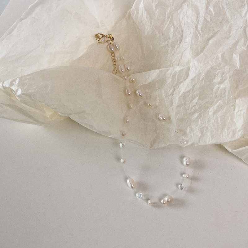 Vòng Cổ Choker Đính Hạt Ngọc Trai Nước Ngọt Tự Nhiên Cho Nữ