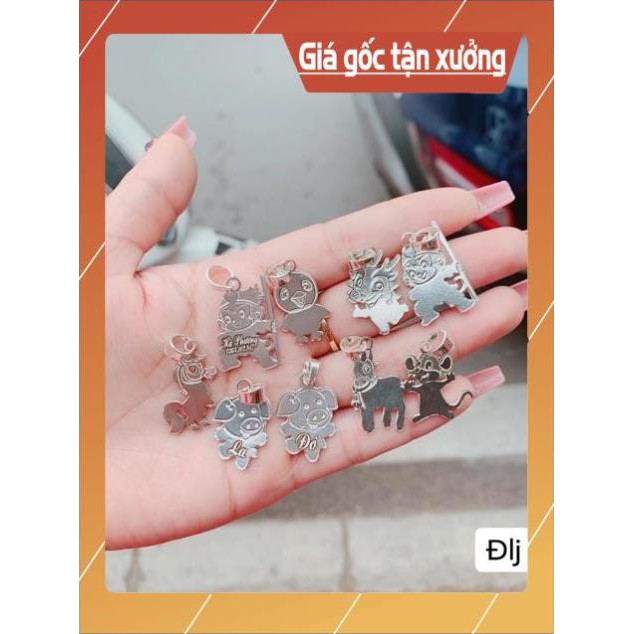 FREE SHIP Mặt khắc tên theo yêu cầu 12 con giáp siêu đẹp chuẩn bạc ta nguyên chất