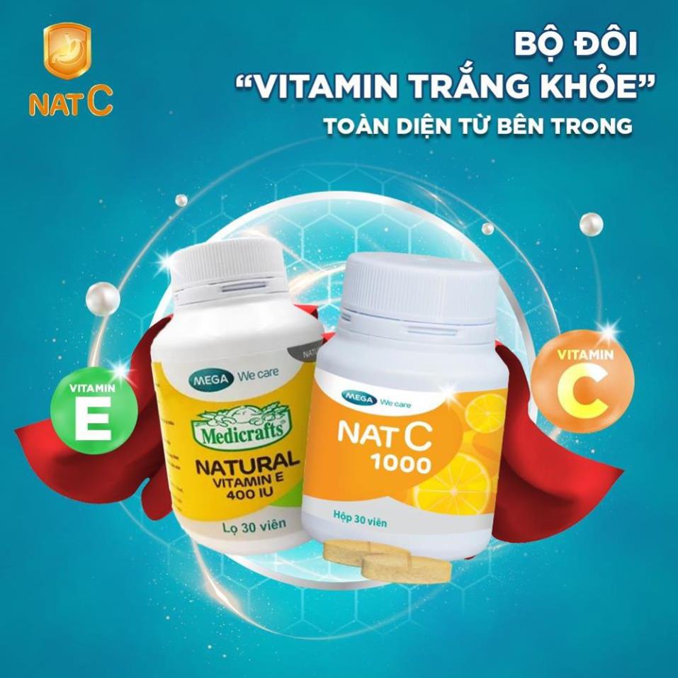 MEDICRAFTS NATURAL VITAMIN E 400 IU – Giúp làm sáng da, ngăn ngừa oxy hóa (30 viên)