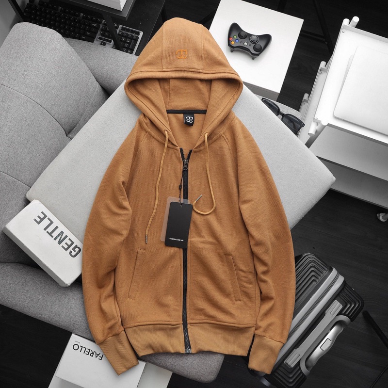 Áo khoác unisex khóa kéo nón rộng vải pique có túi trong , Áo khoác nam Bigsize  - Ivan Bigsize