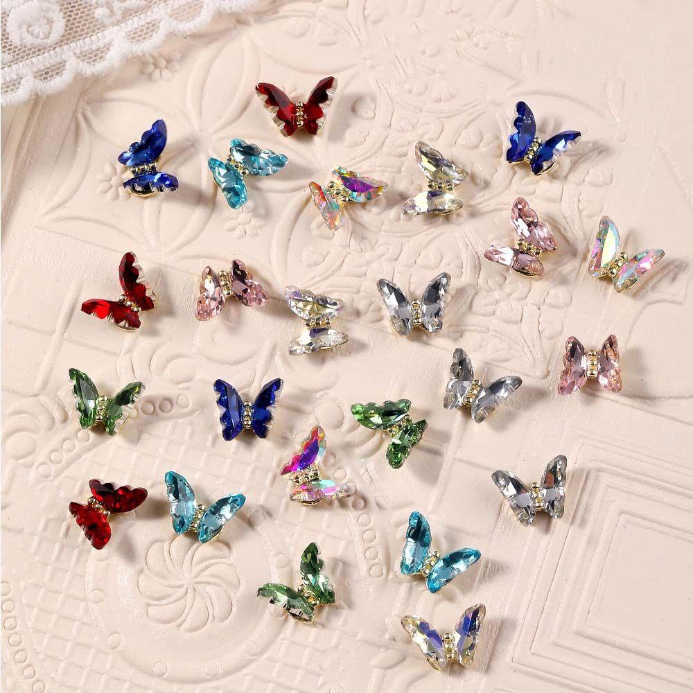 Phụ Kiện Trang Trí Móng Tay Hình Bướm 3D Lấp Lánh Phong Cách Nhật Bản|Phụ Kiện Trang Trí Móng Tay Xinh Xắn Charms