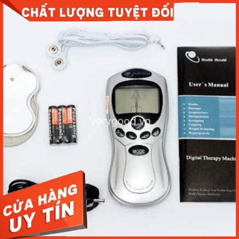 Máy massage châm cứu bấm huyệt xung điện kèm sạc màn hình LCD