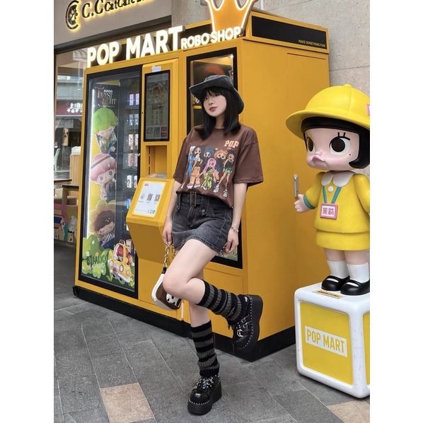 Áo thun unisex POP Treminal màu nâu overversize vải cotton có sẵn - A052