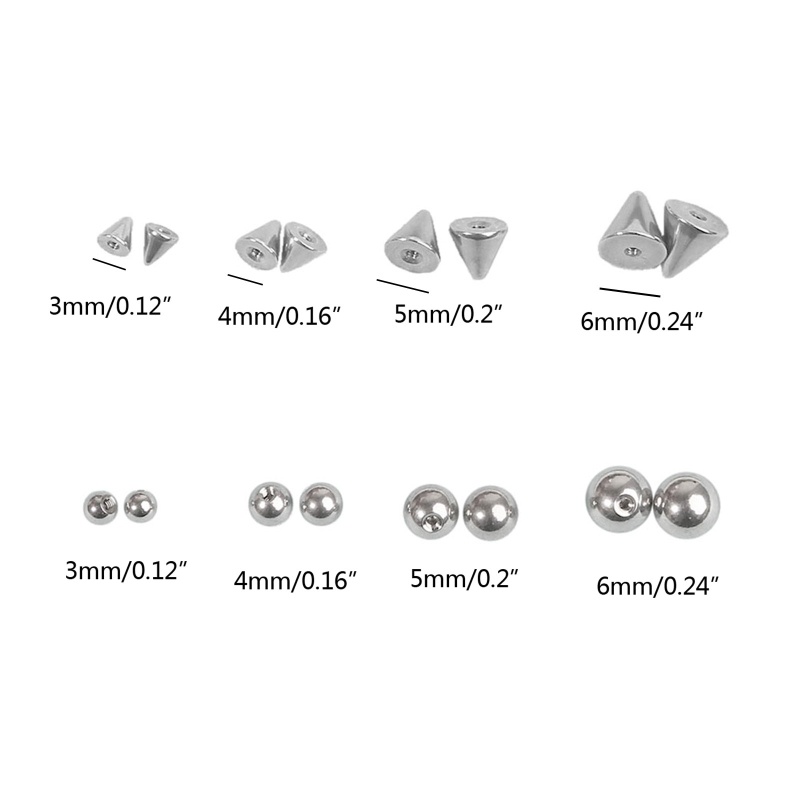 Bộ Khuyên Xỏ Mũi / Chân Mày / Môi / Móng Tay Không Xỏ Lỗ Nhiều Kích Thước Phong Cách Hip hop Âu Mỹ S