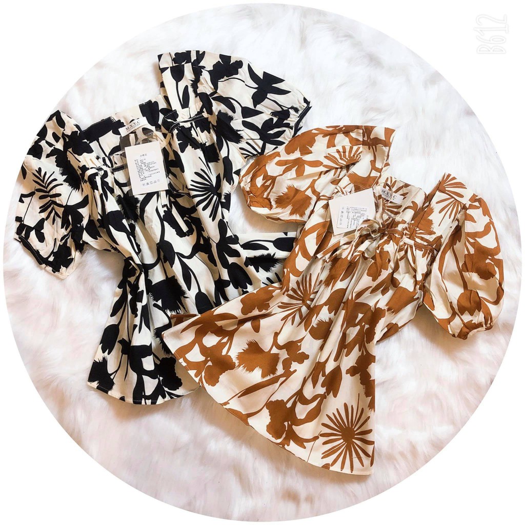 Áo hoa cổ vuông tay bồng thương hiệu SHOPLORA kiểu dáng trẻ trung