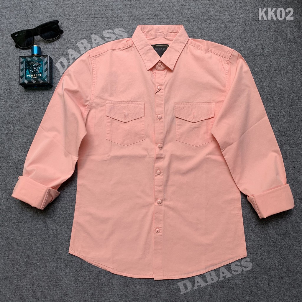 Áo sơ mi nam tay dài kaki màu hồng phong cách trẻ trung hiện đại | BigBuy360 - bigbuy360.vn