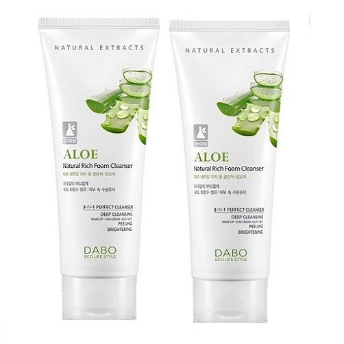 Combo 2 tuýp sữa rửa mặt lô hội trắng da, sạch da ALOE DABO Hàn quốc 180ml/Tuýp- HÀNG CHÍNH HÃNG