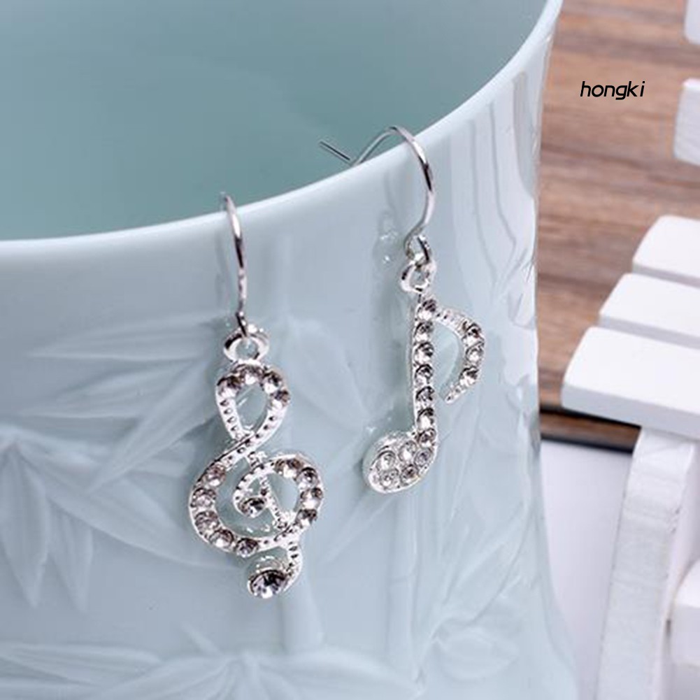 Bông Tai Hình Nốt Nhạc Đính Đá Thời Trang Dành Cho Nữ