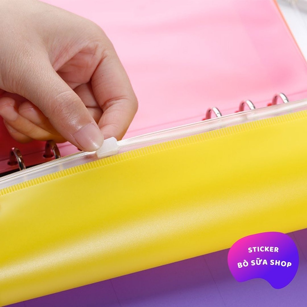 Túi zip a5 a6 nhiều màu cho sổ còng a5 a6 planner binder túi zip nhựa đựng bút sticker