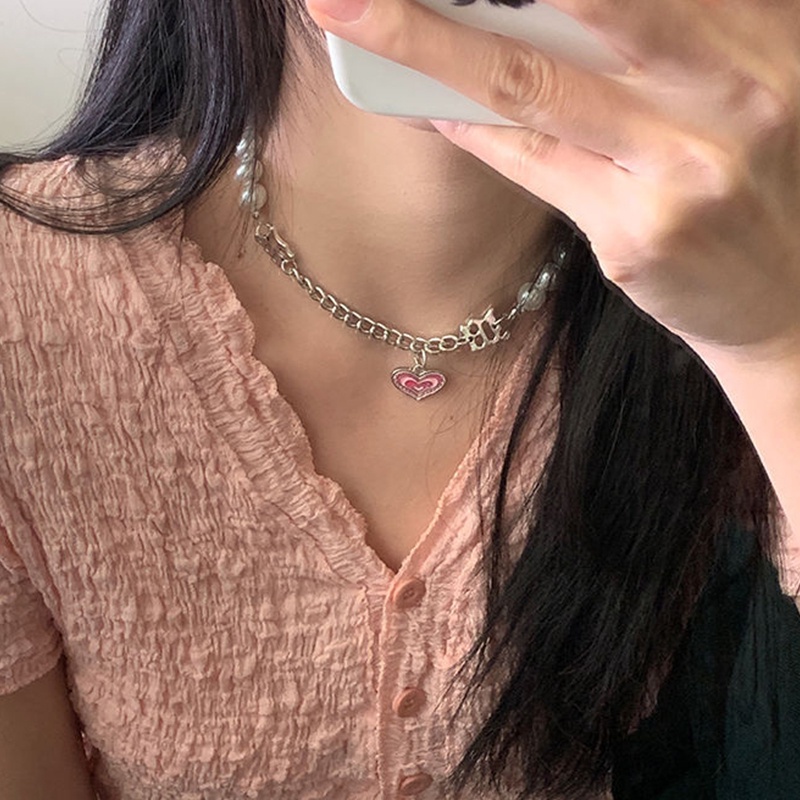 Vòng cổ/Lắc tay  chuỗi ngọc trai giả hình trái tim sang trọng cho nữ