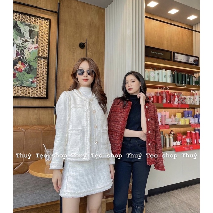 SET DẠ TWEED TIỂU THƯ 2 MÀU ĐỎ TRẮNG Day Dream | BigBuy360 - bigbuy360.vn