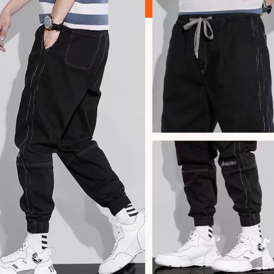 Quần jogger nam cao cấp dáng hàn LIDAN, Vải kaki dày dặn co giãn, ĐEN - LDT4