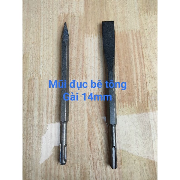 Mũi đục phá bê tông đui Gài 14x250mm (14ly) dẹp & nhọn