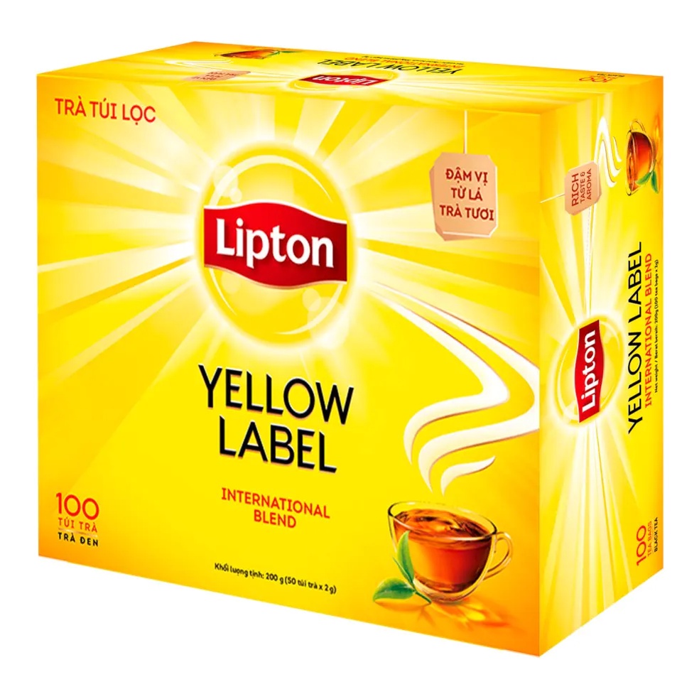 Trà túi lọc Lipton nhãn vàng hộp 100 gói x 2g