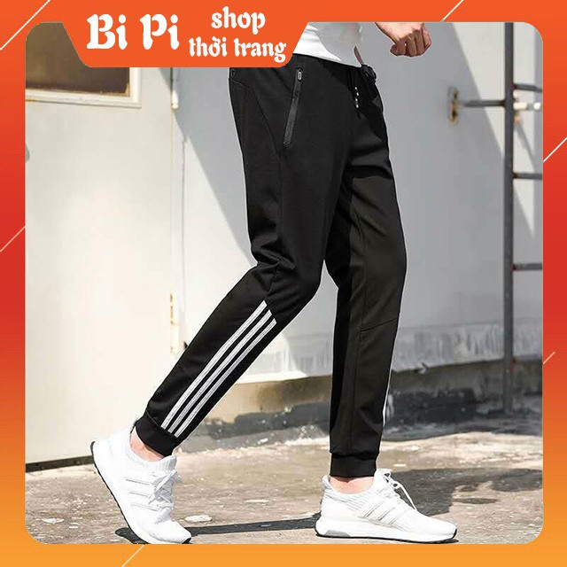 Quần thun thể thao Jogger chất thun nỉ viền sọc unisex