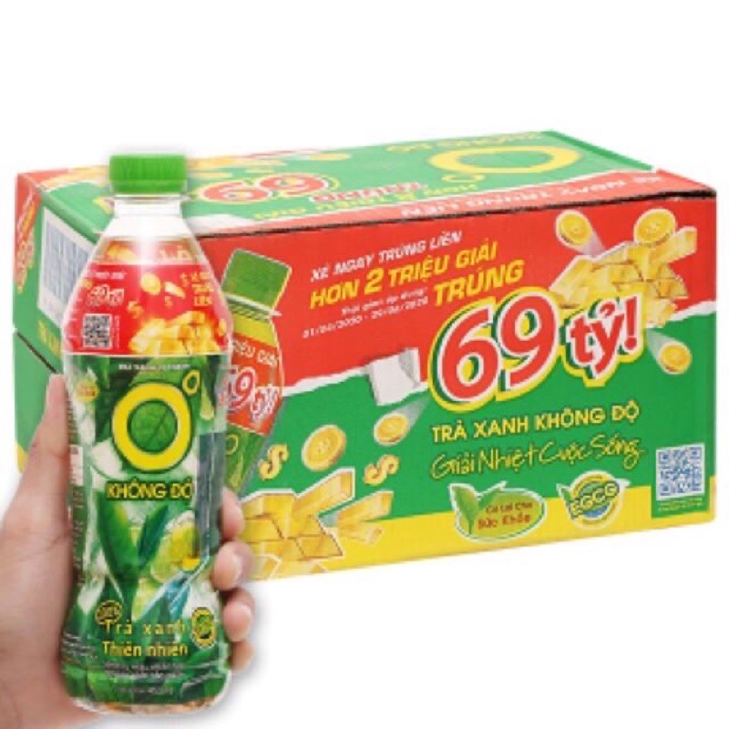 Thùng 24 Chai Trà Xanh O Độ Vị Chanh 455ml