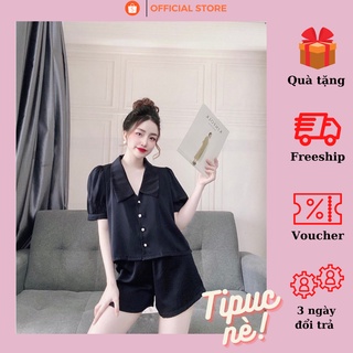 Đồ ngủ nữ chất liệu lụa Satin cao cấp, Pyjama tay ngắn xinh xắn dưới 57kg - Tipuchouse
