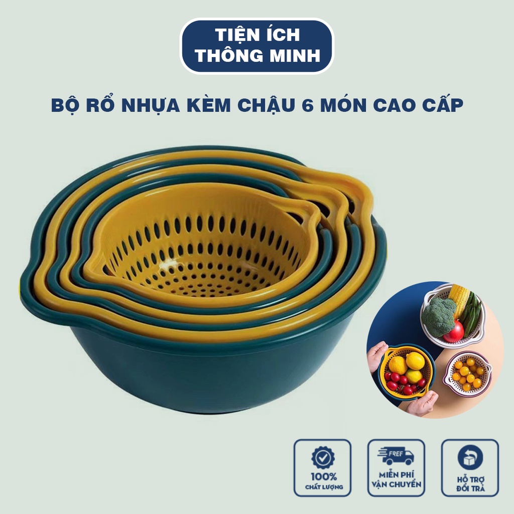 Bộ rổ đựng rau, hoa quả bằng nhựa