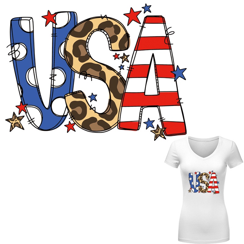 Miếng Dán Ủi Quần Áo In Logo Usa Độc Đáo Diy