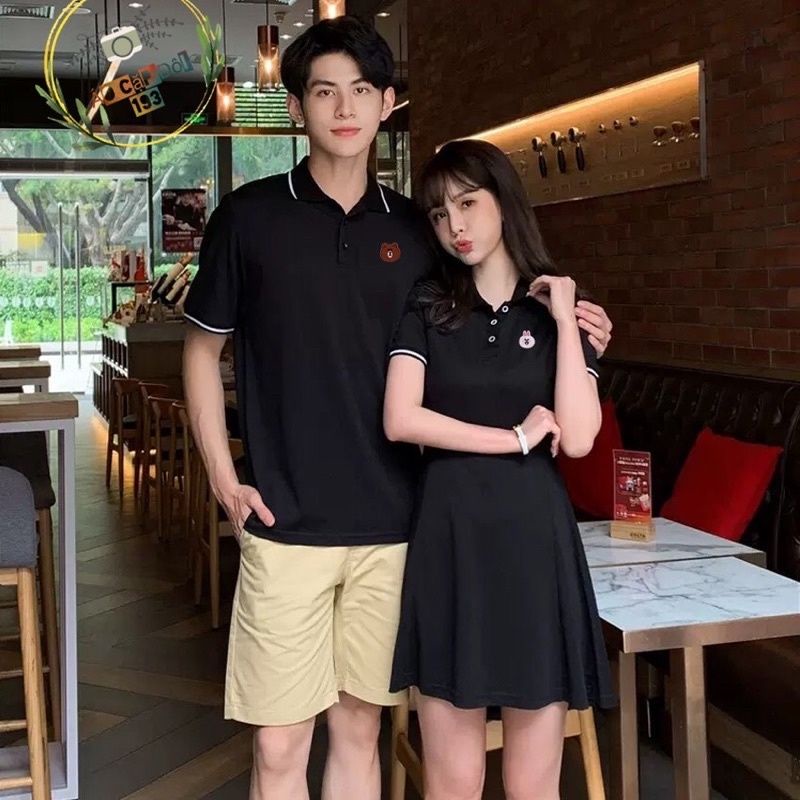 Váy thun đôi gấu Brown và thỏ Cony cute cho cặp đôi