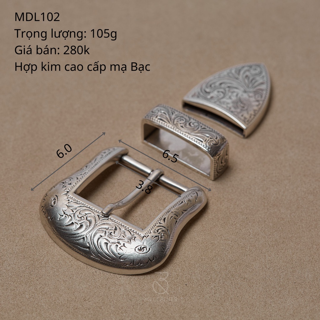 Mặt dây lưng Nam Nữ màu Bạc, mã MDL102, size 38mm, chất liệu hợp kim cao cấp mạ Bạc, mặt thắt lưng nam