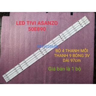 Thanh đèn led tivi asanzo 50e890 mới 100% hàng zin hãng, bộ 4 thanh, mỗi thanh 9 bóng 3v dài 97cm
