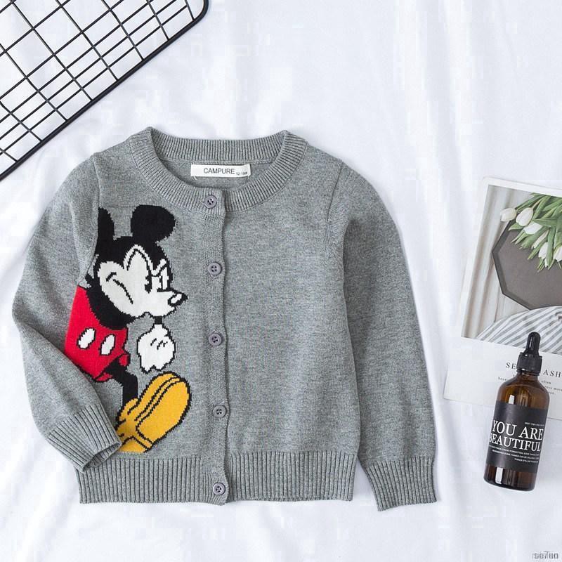 ruiaike  Kids Sweater Spring/Autumn Baby Boy Girl Cardigan Cartoon Mickey Knitted Button Pullover