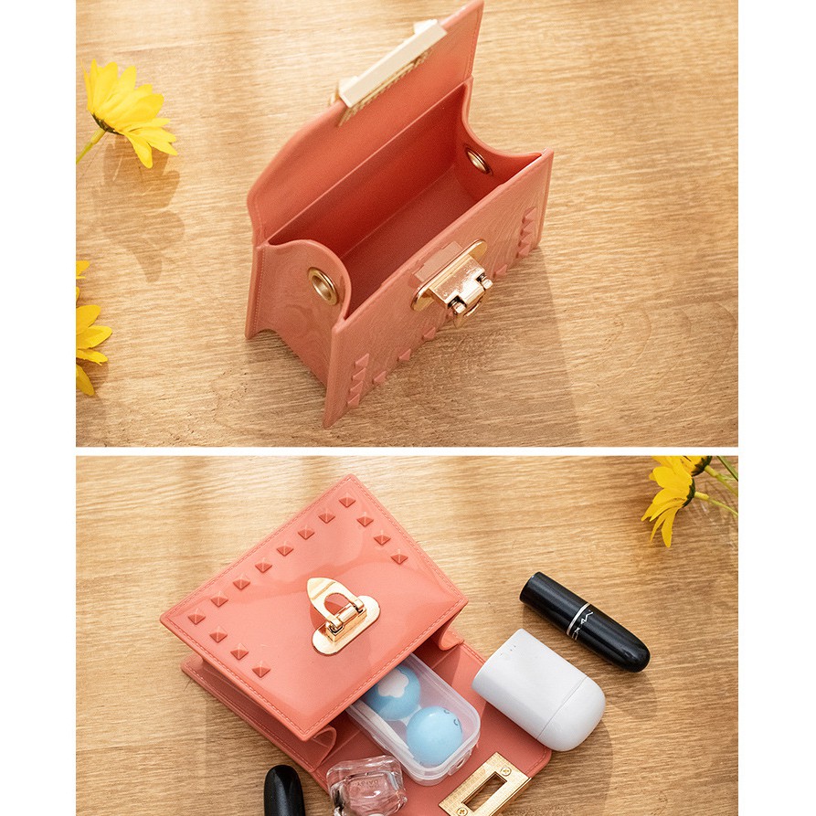 Túi đeo chéo mini nữ silicon hot trend nhựa bóng siêu đẹp nhiều màu hàng loại 1