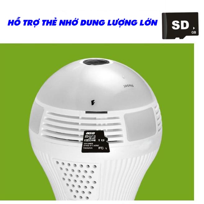 Bóng Đèn Không Dây Tích Hợp Camera Kết Nối Wifi Với Điện Thoại Di Động, Máy Tính Bảng - Xoay 360 Độ