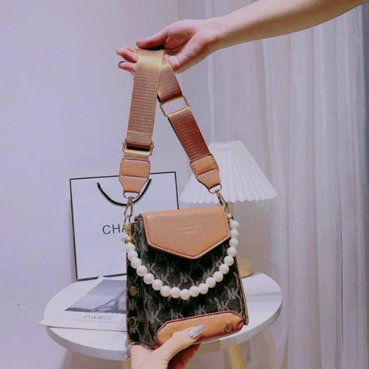 Túi Đeo Chéo Nữ , Túi Đựng Điện Thoại Phối Ngọc Siêu Xinh TXHQ 82