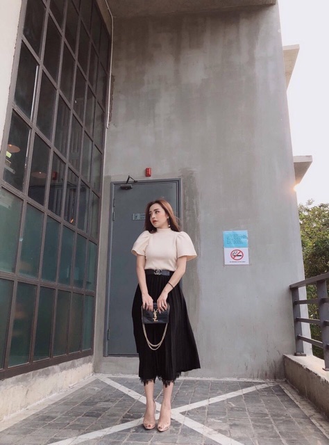 Áo thun gân len tay phồng sang chảnh (video)ch