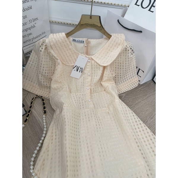 ✔ 𝗙𝗥𝗘𝗘 𝗦𝗛𝗜𝗣 VÁY CÔ BÈO TAY BỒNG CÚC NGỌC KẺ Ô HÀNG L1 CHẤT ĐẸP LẮMẠ