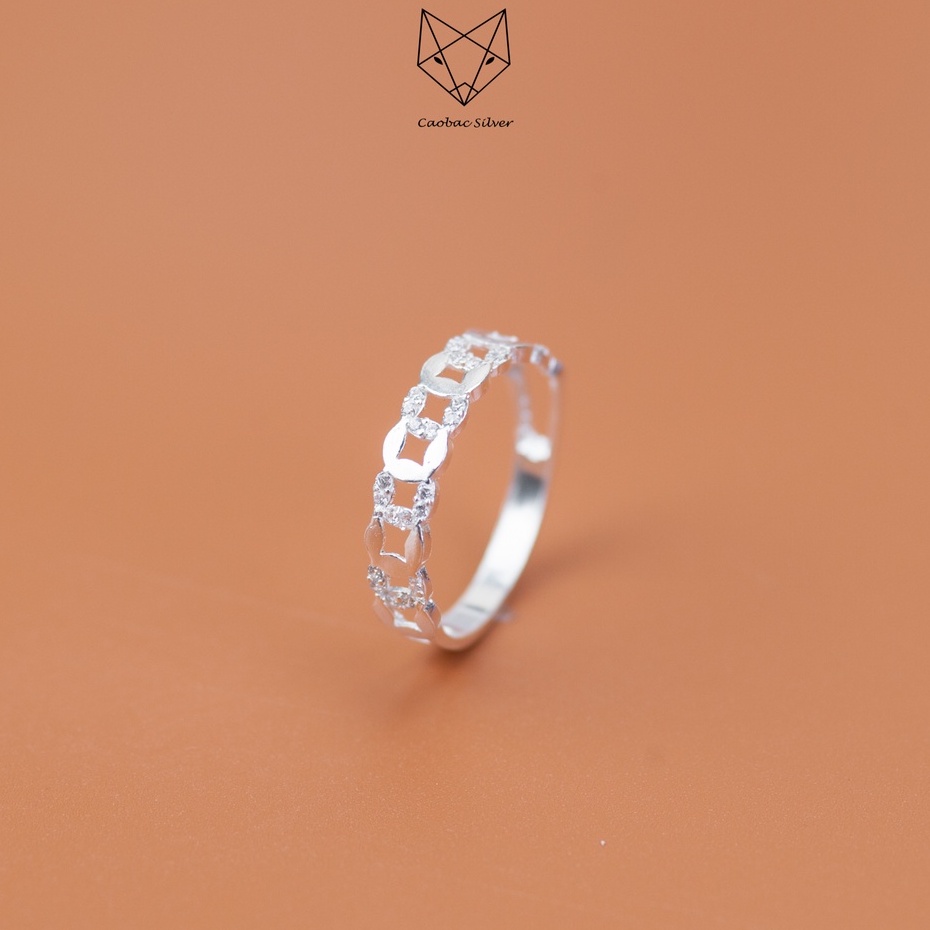Nhẫn Nữ Bạc Ta CaoBac Silver Mặt Xu Kim Tiền Đính Đá Lấp Lánh Tài Lộc May Mắn Làm Quà Cho Mẹ Quà Tặng Bạn Gái