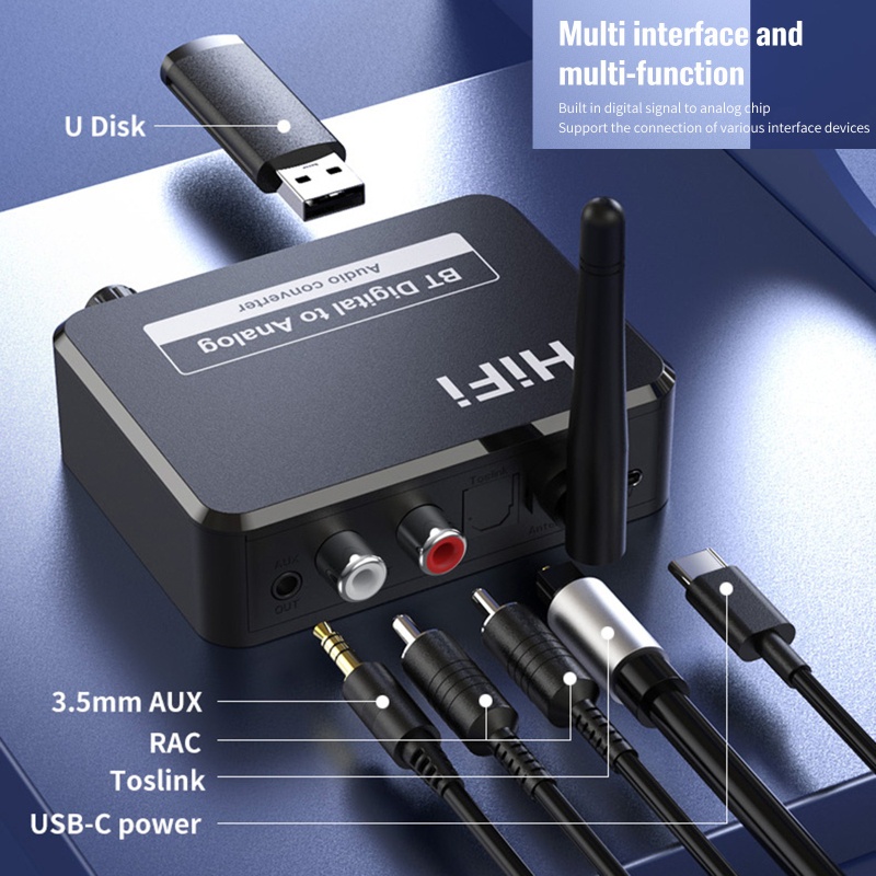 Thiết Bị Thu Phát Và Phát Tín Hiệu Âm Thanh Không Dây 3.5mm RCA Bt Màu Đen Cho Tai Nghe Stereo