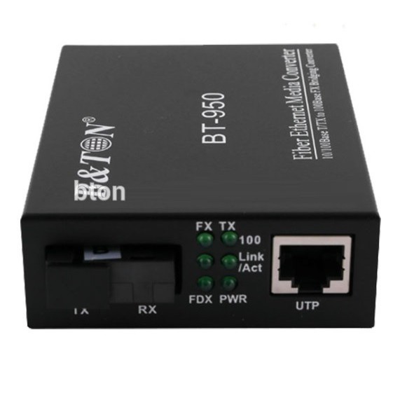 1 Converter quang 1GB, single mode 1 sợi quang 20km chính hãng Bton. BH 12 tháng