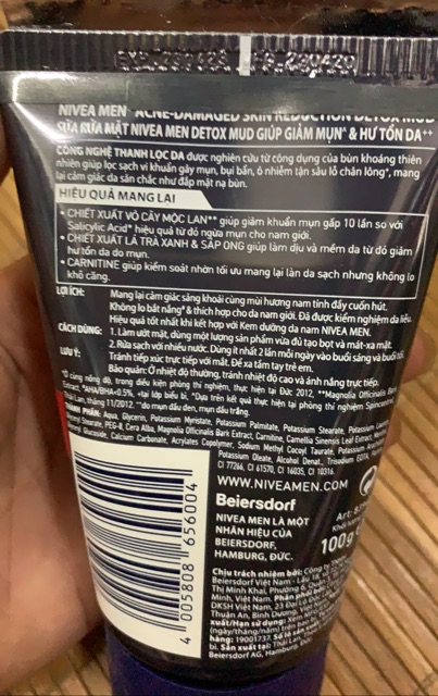 Sữa rửa mặt Nivea Men Bùn khoáng Giúp Giảm Mụn & Hư Tổn Da 100g Bùn Đỏ