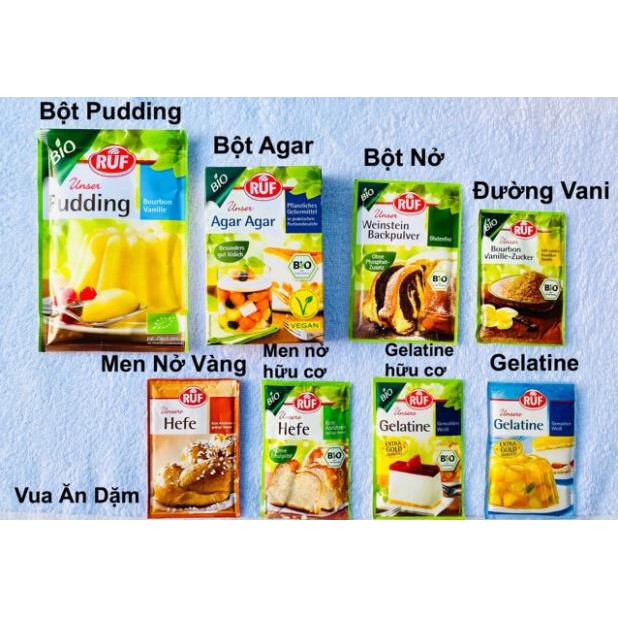 Bột Gelatine / Pudding / Men nở / Bột Nở / Agar / Đường Vani hữu cơ Ruf