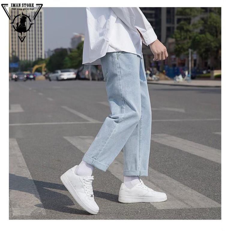 Quần Jean Baggy nam xanh sáng nhạt ống xuông rộng TR03 style hàn quốc 2021 | WebRaoVat - webraovat.net.vn