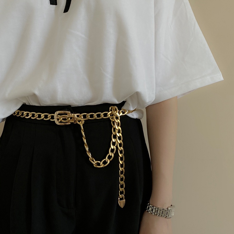 Thắt lưng 19601 kiểu dây xích chất liệu kim loại thời trang retro đơn giản cá tính