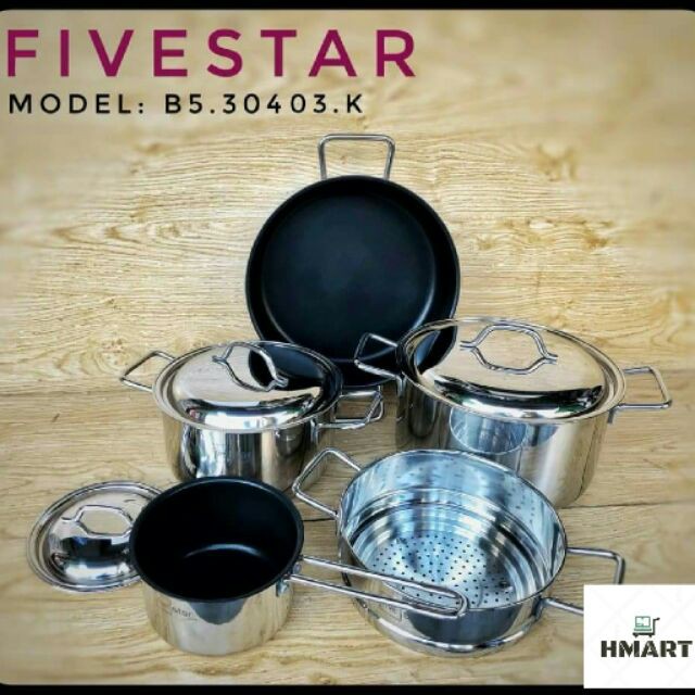 Bộ nồi fivestar b530403k- đun từ inox 304