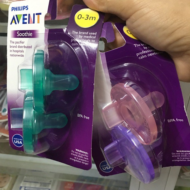 (USA) Ti giả Avent sz 0-3m, 3m+ chống vẩu.