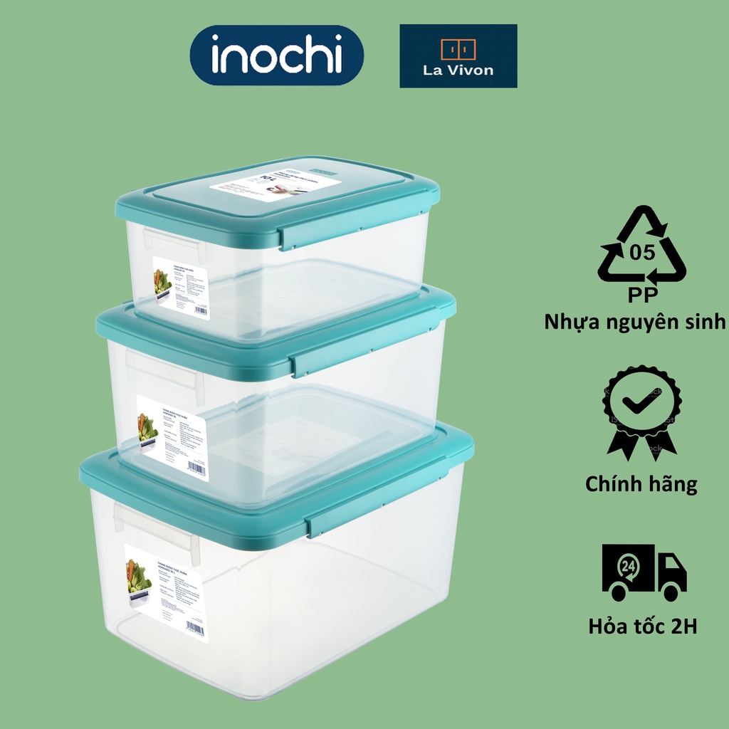 Thùng thực phẩm 10L inochi bảo quản rau củ, có roong bảo vệ kháng khuẩn ngăn mùi. GIAO MÀU NGẪU NHIÊN