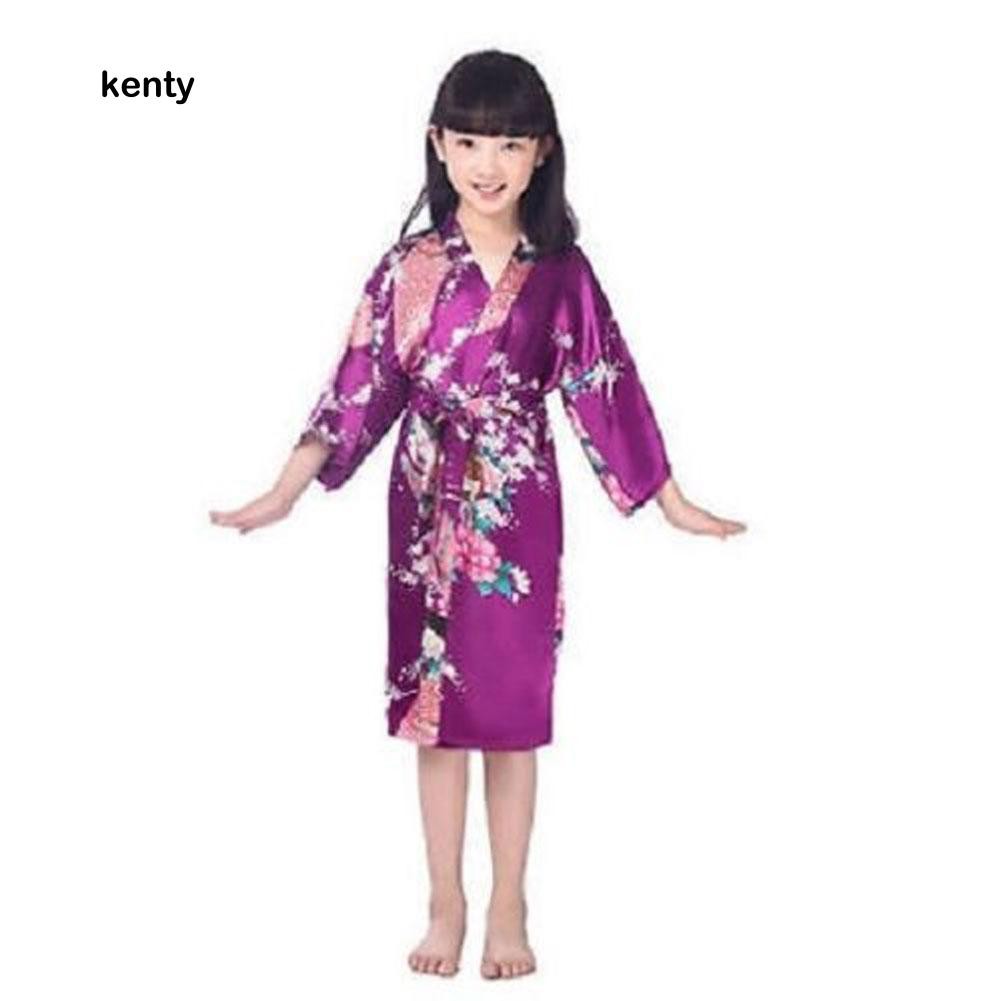 Áo Choàng Ngủ Dài Kiểu Dáng Kimono Dễ Thương Cho Bé Gái