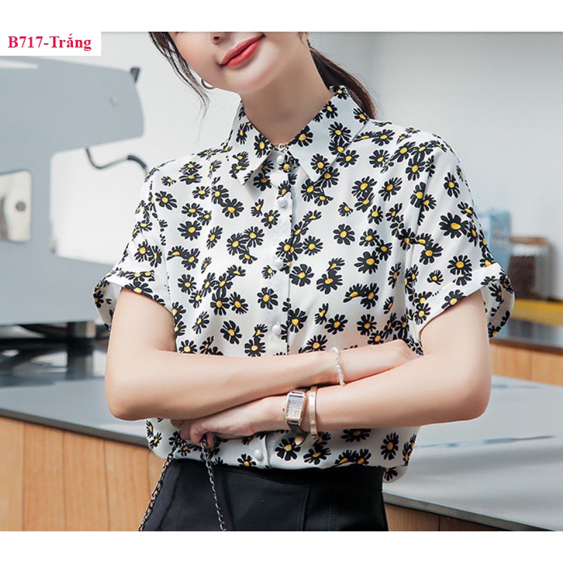 B717 ÁO SƠ MI NÚT NGỌC SANG TRỌNG SALE LẺ SIZE