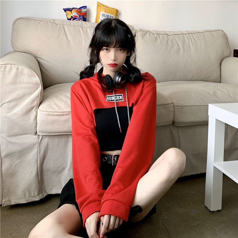 Set áo sát nách croptop ôm body + thun tay dài có nón hiphop cá tính gợi cảm ulzzang nhiều màu