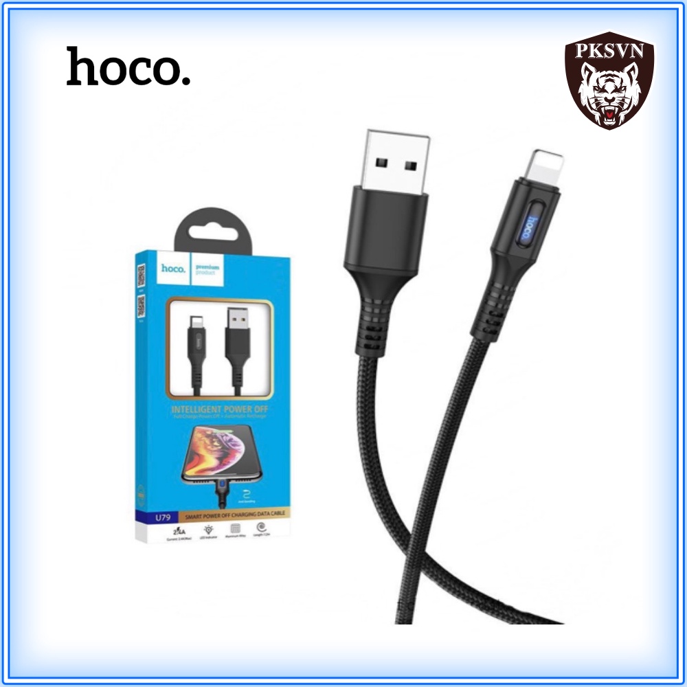Cáp Sạc ip💖ĐÈN LED BÁO SẠC💖Dây Sạc Nhanh Hoco U79 Tự Ngắt Thông Minh Cho ip/tablet táo Dài 1M2-BH 12T