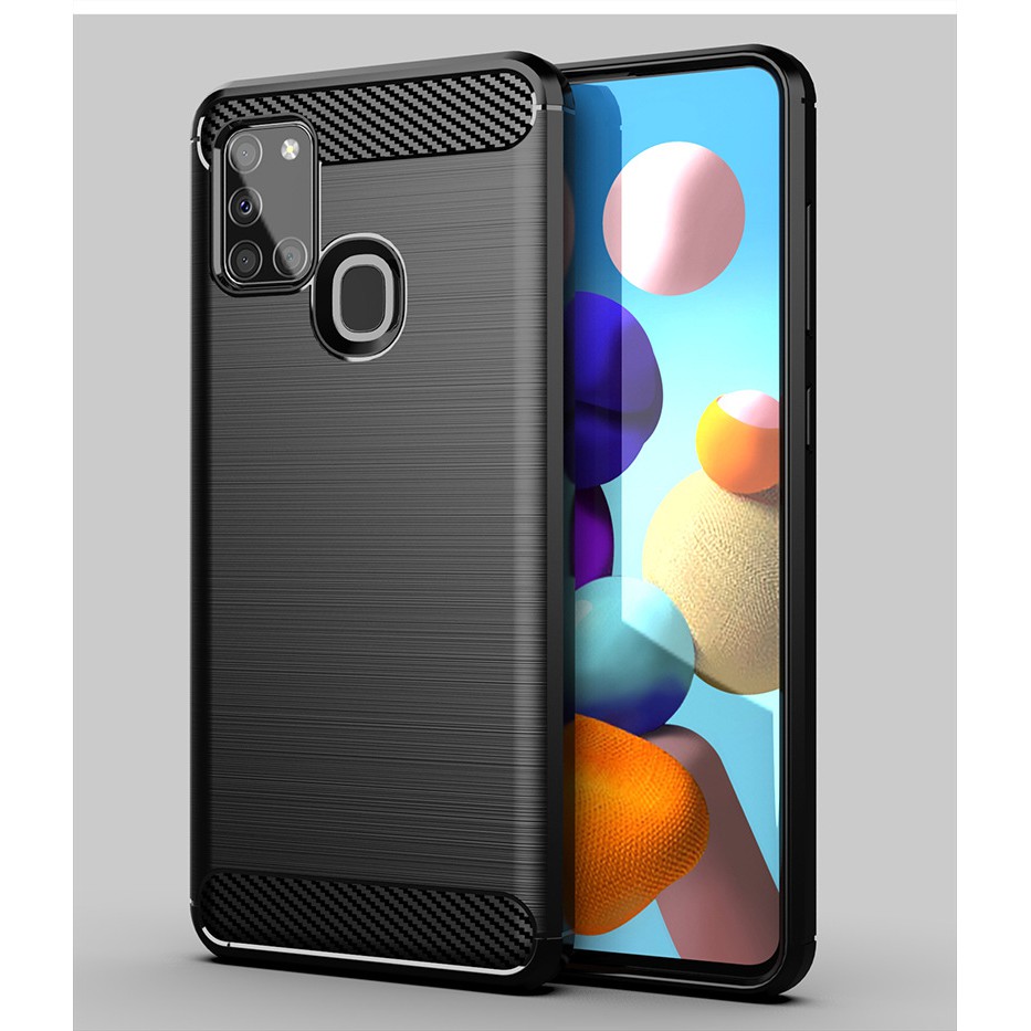 Ốp lưng Samsung Galaxy A21s ốp phay xước carbon vân kim cương chống shock, hấp thụ nhiệt cao cấp